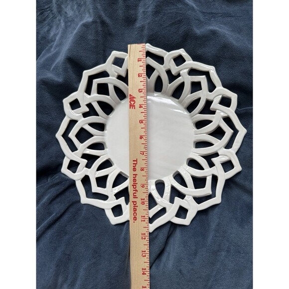 Ceramic Tray Weaved Lattice Pottery Centerpiece/Bread Basket/Plant Base 12” - Picture 4 of 4